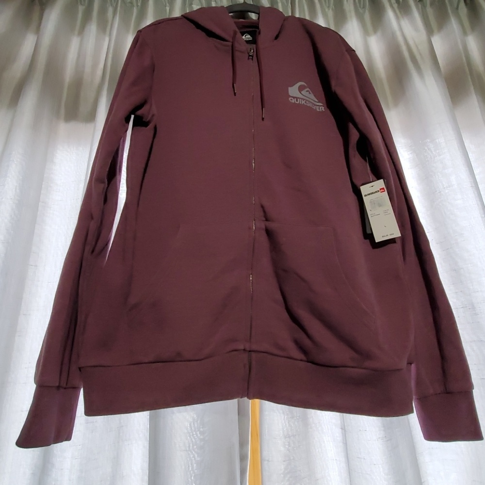 NWT! Quicksilver zip up hooded sweatshirt sz L